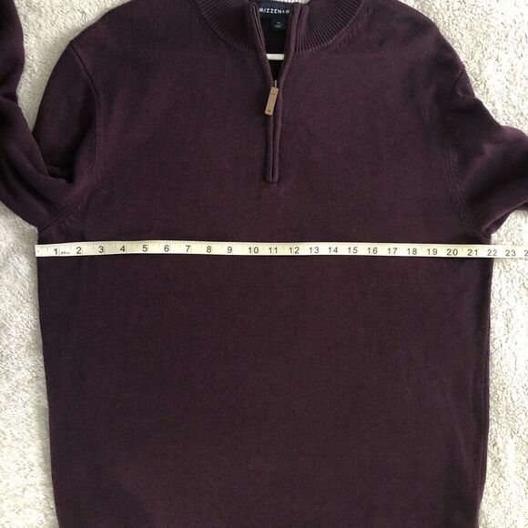 Mizzen+Main Sweater Mens XL Cassady Quarter Zip Plum Heather Mock Neck Pullover - Picture 12 of 14